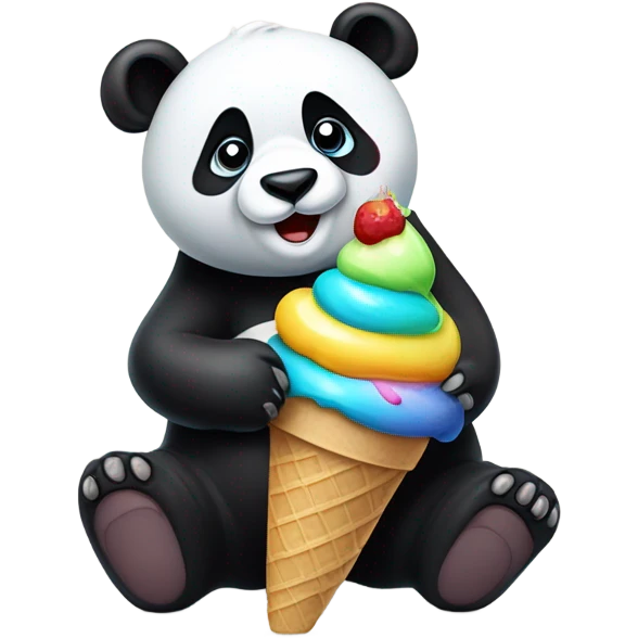 Panda holding an ice cream cone  emoji