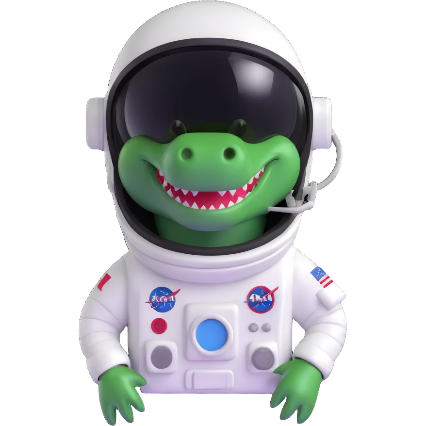 crocodile astronaut with helmet emoji