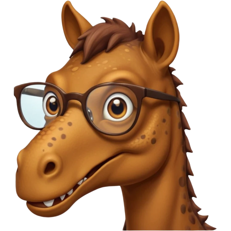 Dinosaur with glass on in a horse emoji