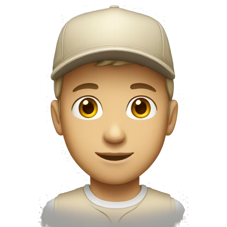 "Young man, white with  wearing a beige cap." emoji