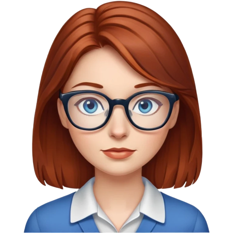 woman glasses reddish brown hair blue eyes emoji