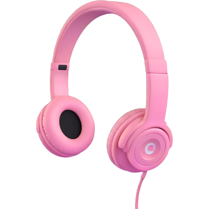 light pink headphones, soft and cute emoji