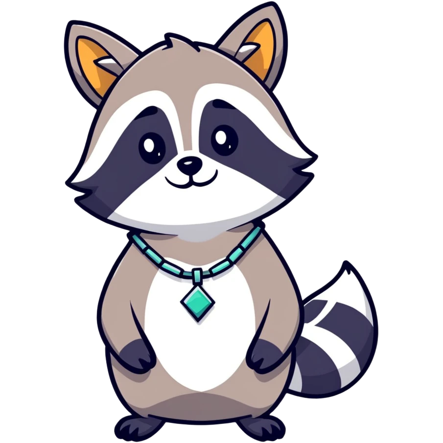 A raccoon wearing a necklace  emoji