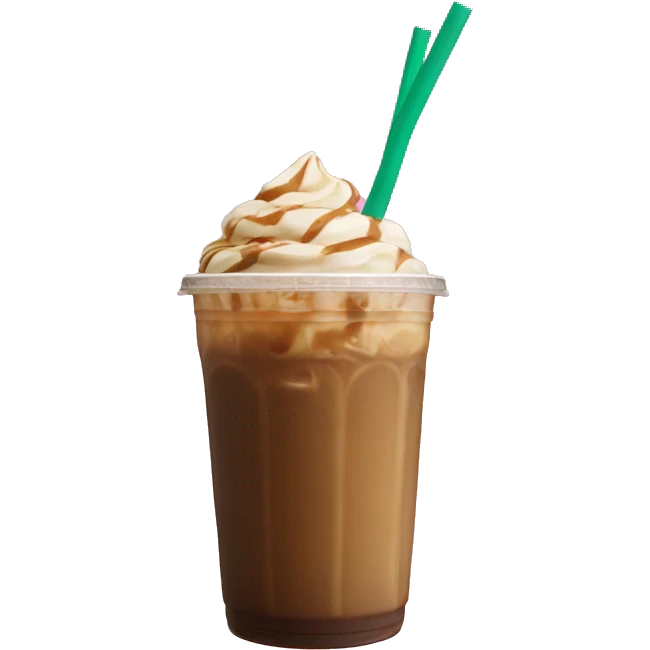 Starbucks cookie butter cold brew with pink straw  emoji