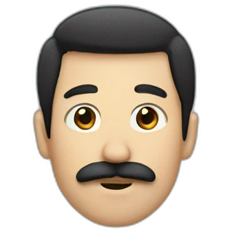 A guy with black hair that has a rectangle moustache emoji
