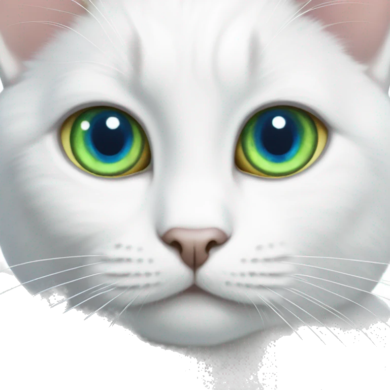 White cat with blue And green heterochromia emoji