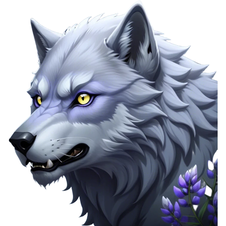 Cinematic Noble Werewolf Portrait Emoji, Formidable and majestic, with a powerful lupine silhouette in moonlit grays and silvers, featuring piercing, wise eyes and a dignified snarl that hints at untamed strength, simplified yet intricately detailed, glowing with a soft, lunar outline that encapsulates the noble duality of feral instinct and loyal guardianship! emoji