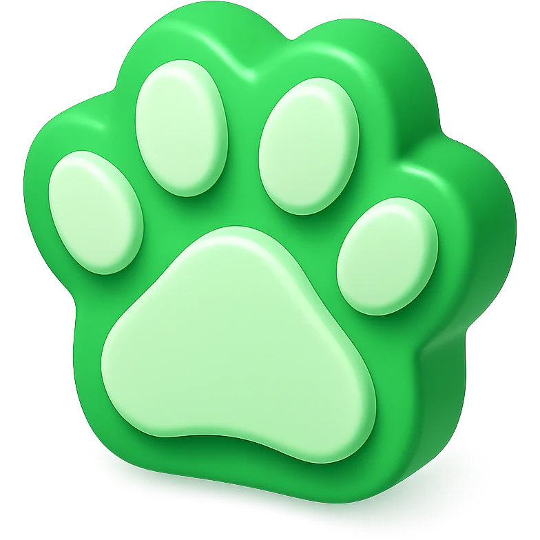 cat paw, shiny and vibrant green emoji