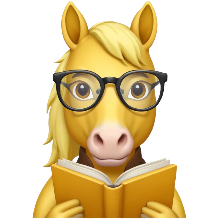 yellow horse read book with glasses emoji
