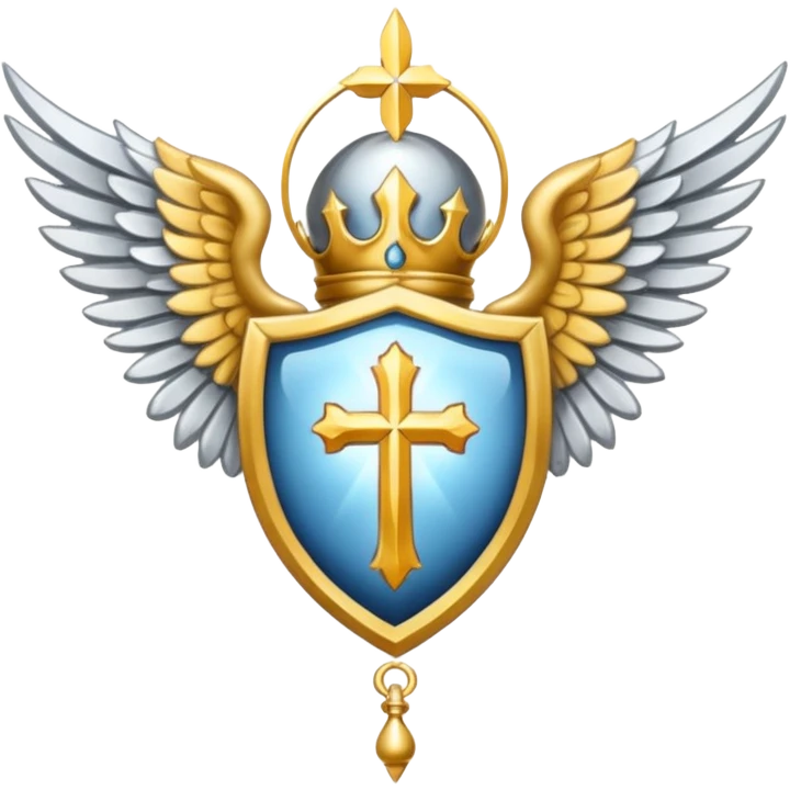 Holy Saint  Emblem with Silver wings emoji
