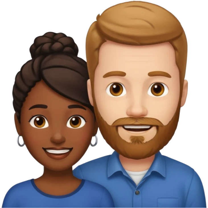 White man with beard and black Woman Love  emoji