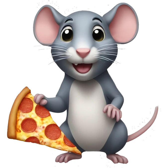 rat with a piece of pizza in his hands emoji