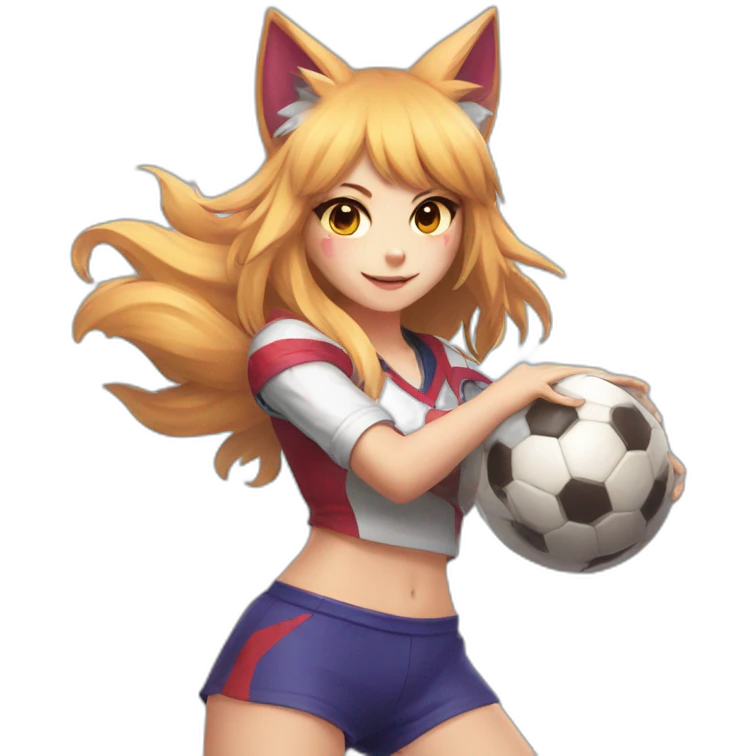 Ahri playing foorball emoji
