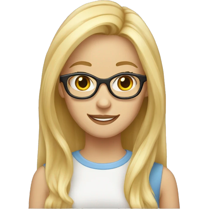blonde nerd woman with brackets. She loves cats and plannification. She has straight blonde hair. emoji