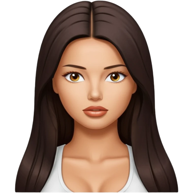 Adriana lima, fashion model Beautiful woman model adult   large breasts  with close set eyes tan skin, full lips  long hair straight model white  top   emoji