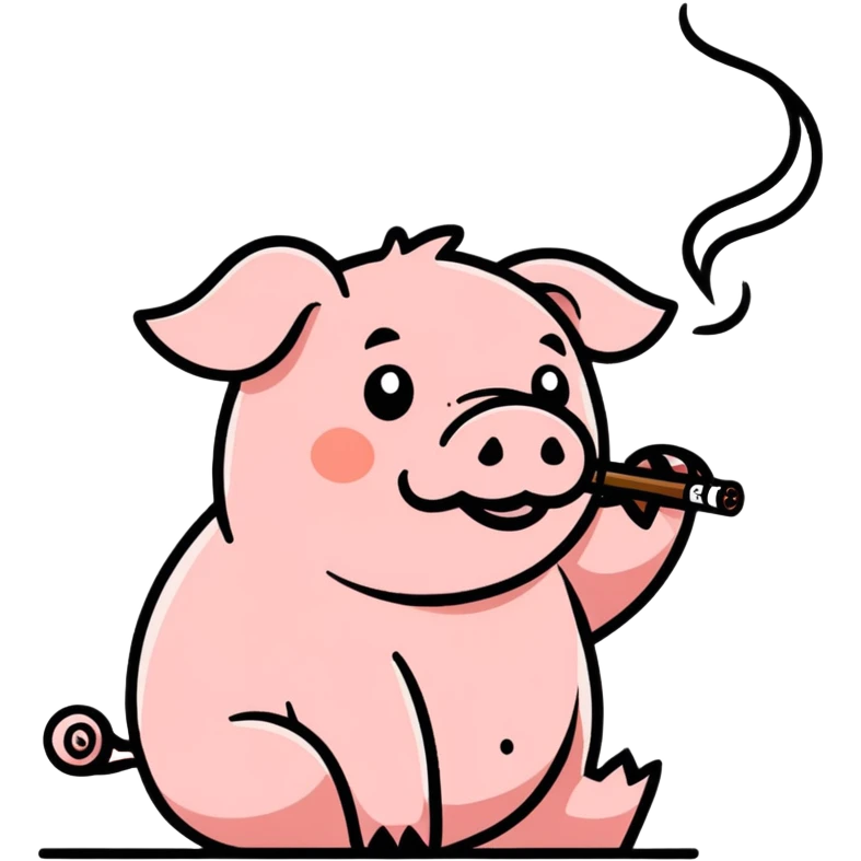Pig smoking a blunt emoji
