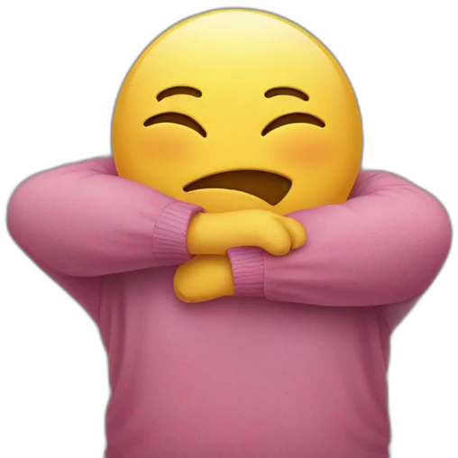 yellow emoji hugging self emoji