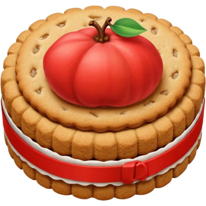 Emoji of a package of quince-flavored cookie-type biscuits, with some round biscuits and the red center visible. emoji
