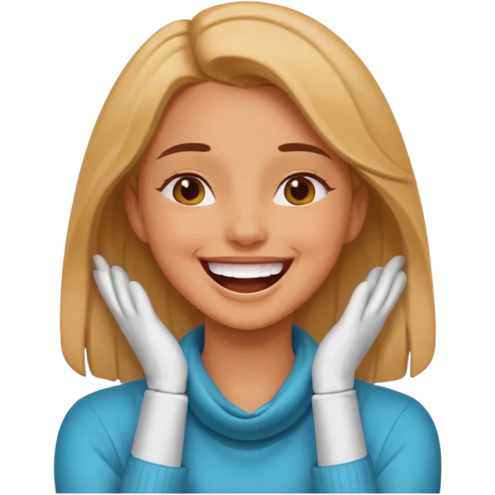 Girl hands around neck laughing  emoji