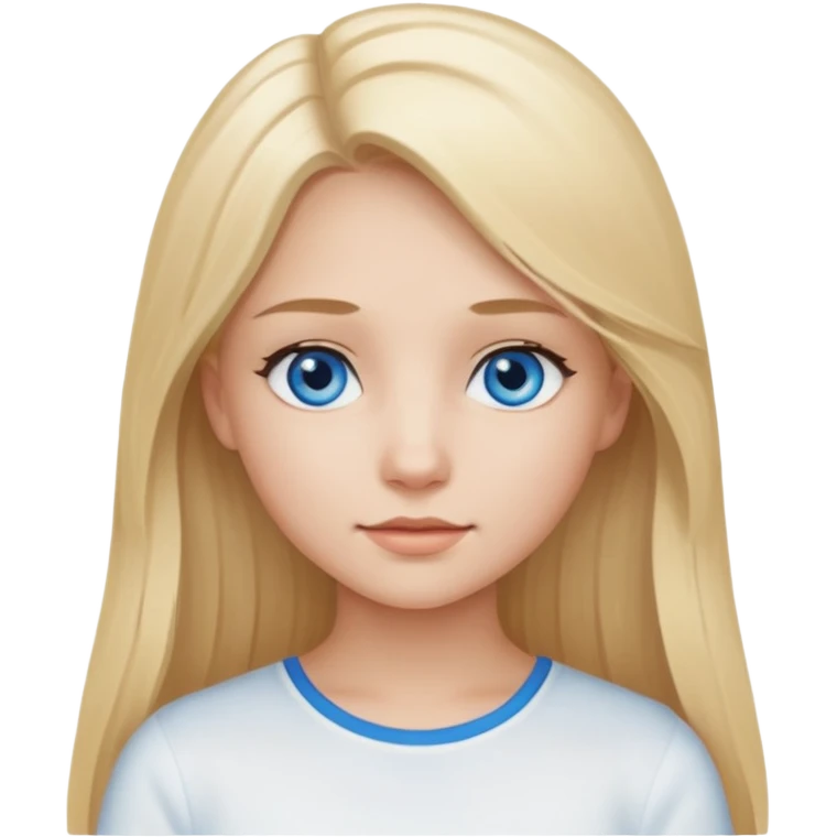Ragazza capelli biondi lunghi occhi celesti con top emoji