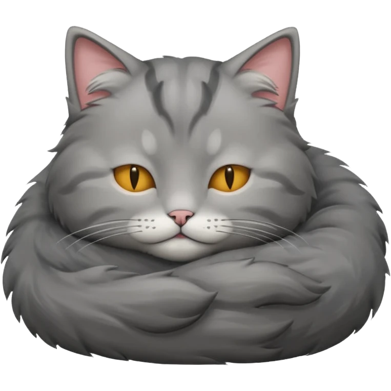 A fluffy grey cat is sleeping. emoji