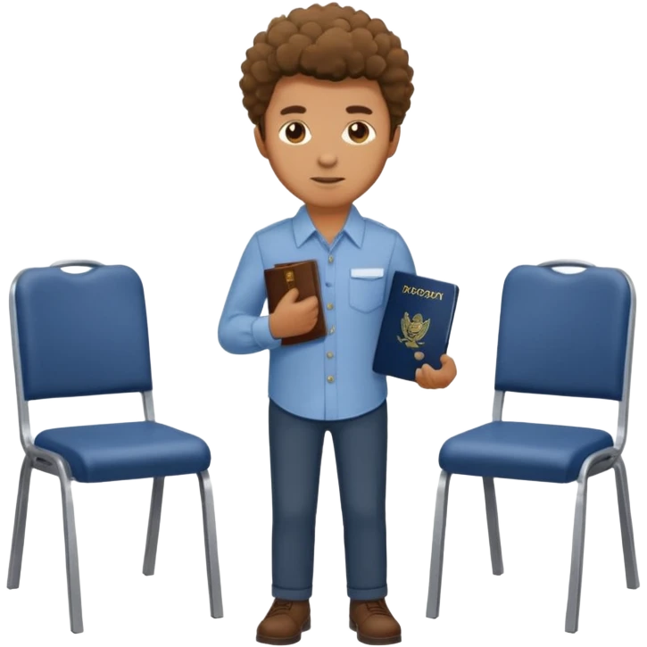 man with coily chairs passport emoji