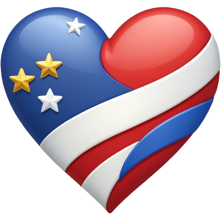 Patriotic heart white ribbon and gold stars emoji