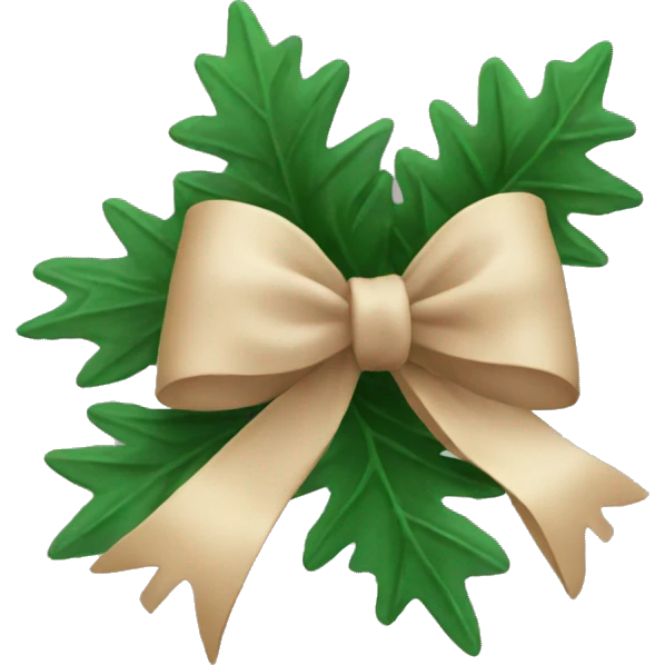 Christmas branch with beige bow emoji