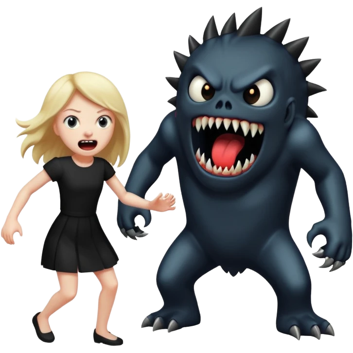 a black monster chasing a white girl emoji