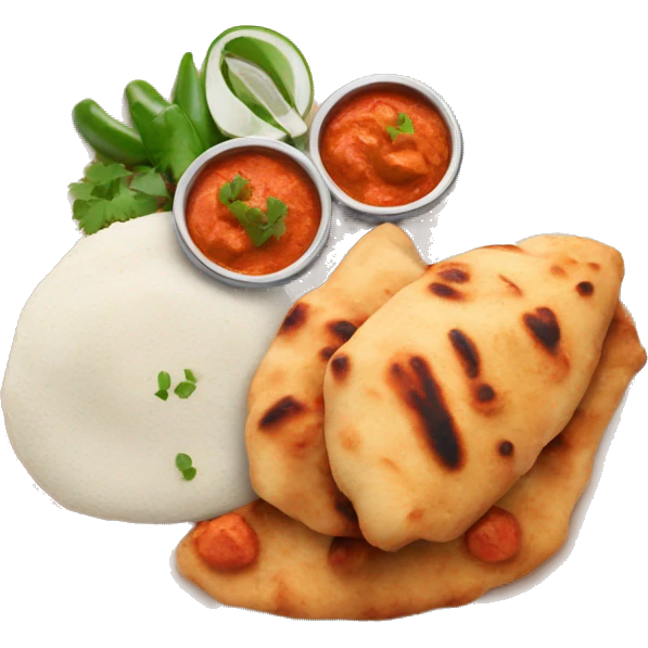 Chicken tikka masala and naan on a plate emoji