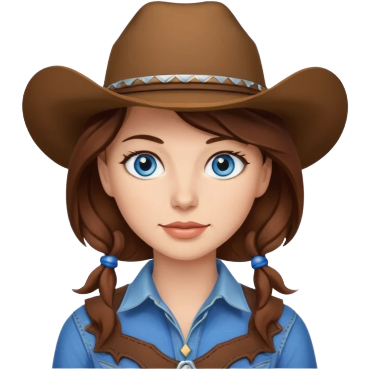 American cowgirl blue eyes brown hair emoji