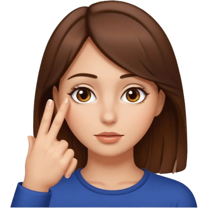 Mulher tampando o rosto,mas tirando um dedo e olhando emoji