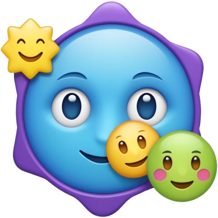 Bandera color azul amarillo morado y verde, seccionada en 4 emoji