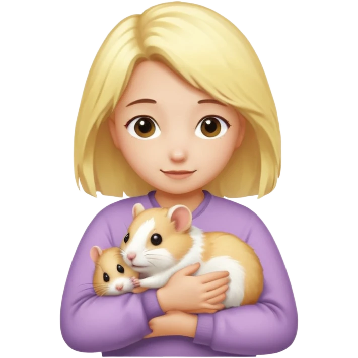Девушка со светло желтыми  волосами обнимает хомяка  emoji