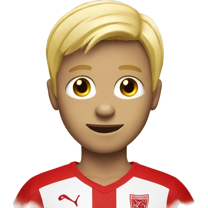 Blonde hair boy soccer player wearing red jersey emoji