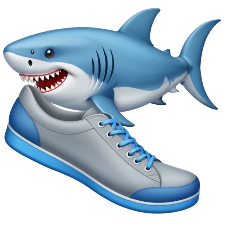 Un tiburón con zapatos azules emoji