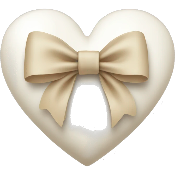 white heart with beige bow emoji