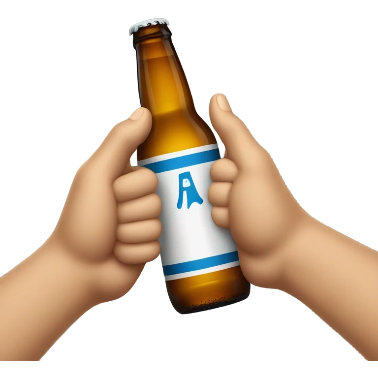 Beer bottle with his hands in the air￼ emoji