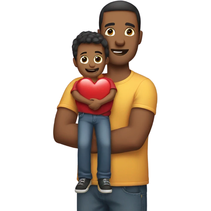 Father holds his  big heart in his arm emoji
