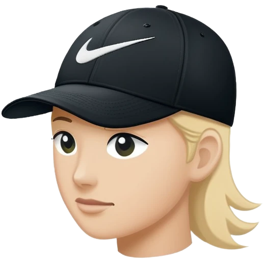 Simple black Nike cap with white Nike swoosh logo embroidered on the front. Baseball cap style. Just the hat by itself. emoji