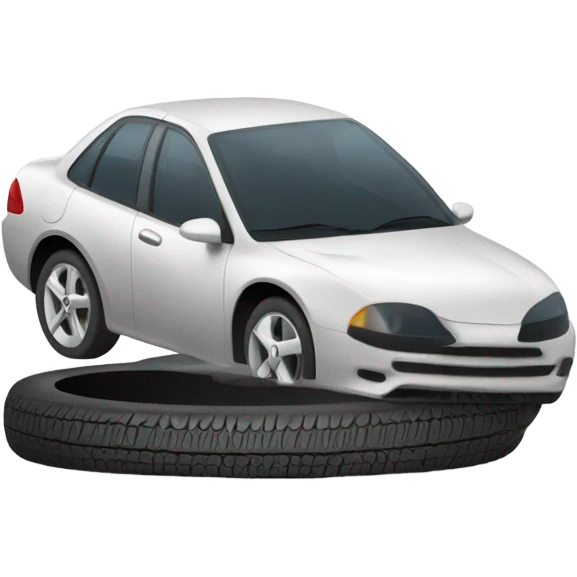 Flat tire on car emoji