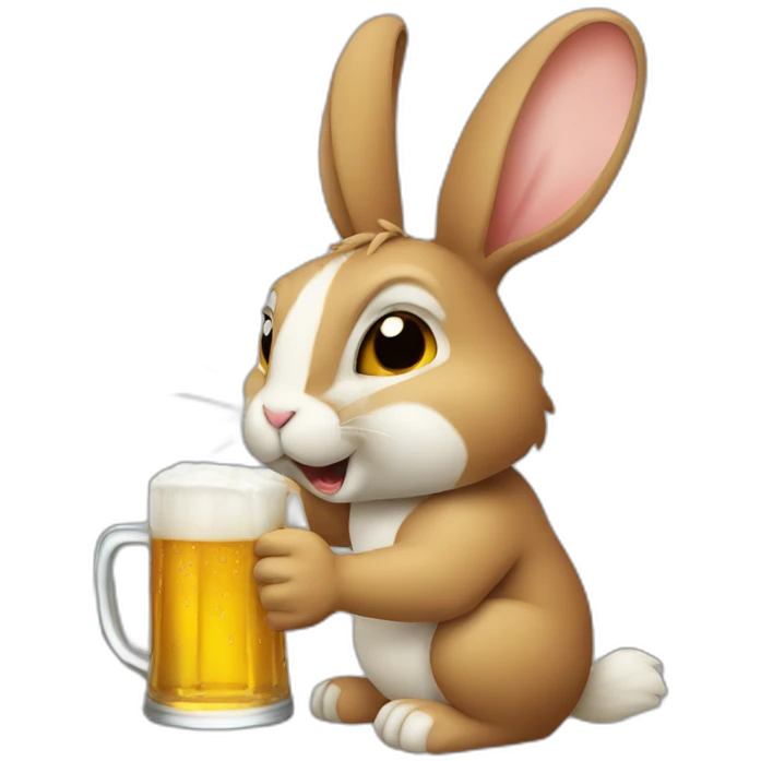rabbit drinking beer emoji