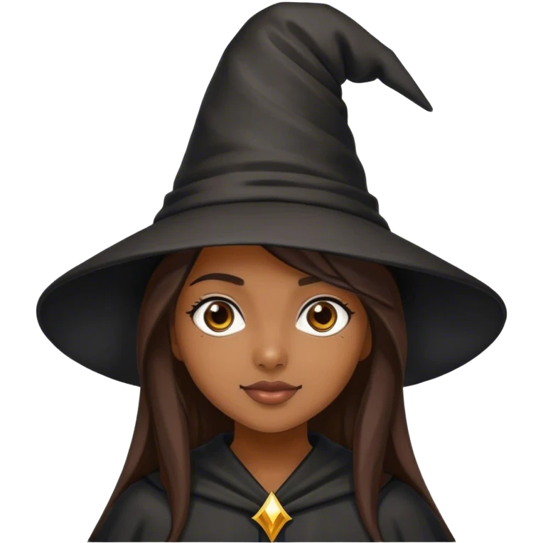 Brown pretty girl wearing a black wizard hat  emoji