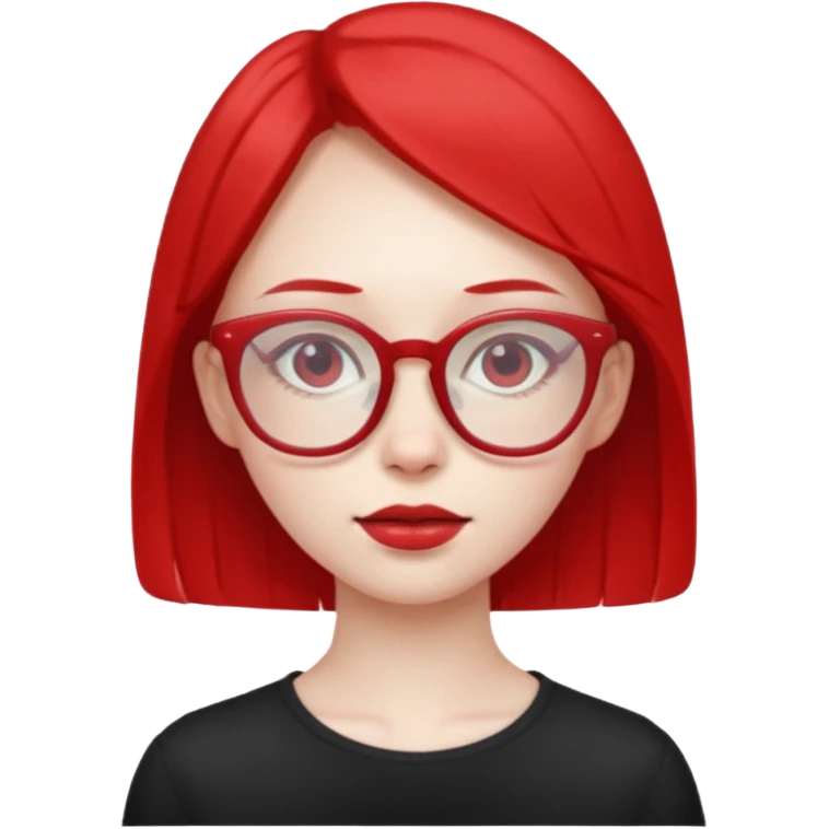 Una niña rara con anteojos rojos extra delgada y fea emoji