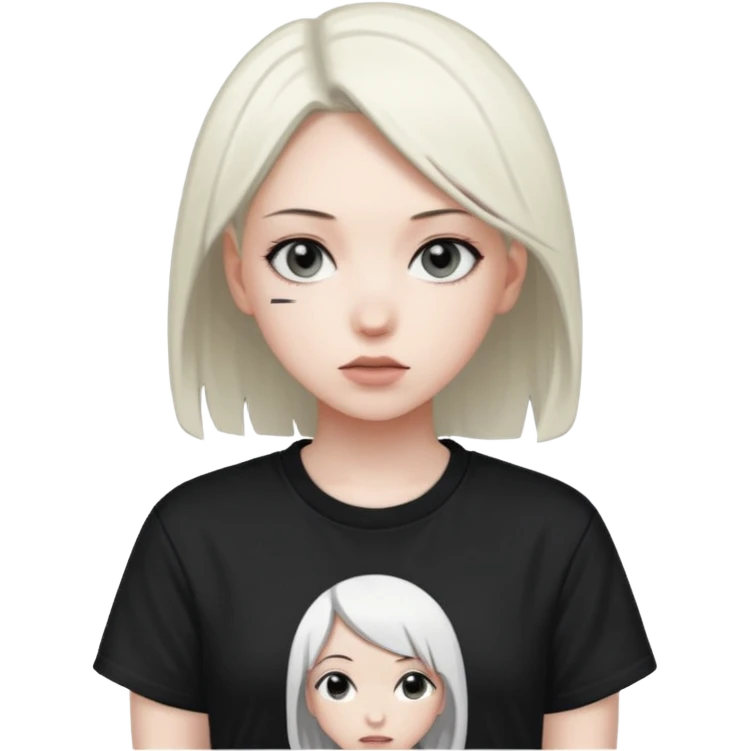 anime girl with emin write t shirt emoji
