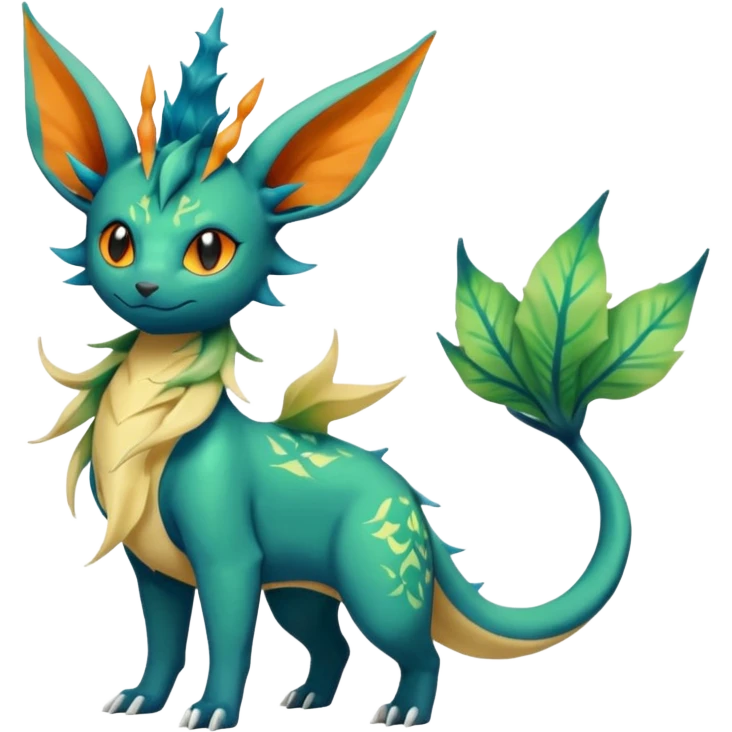 Salandit-Leafeon-Vaporeon-hybrid-fusion (full body) emoji