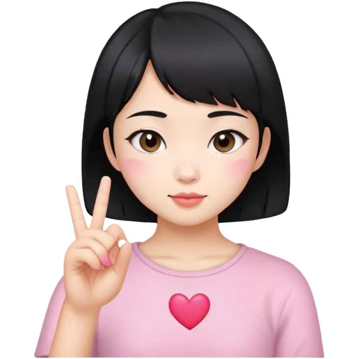 Short hair Asian girl kissing with pinky heart  emoji