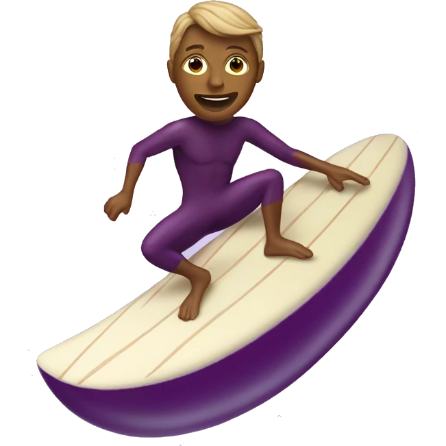 surfer on an eggplant emoji