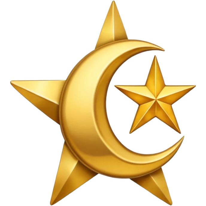 Star and Crescent emoji with black background and no face only star and crescent. emoji