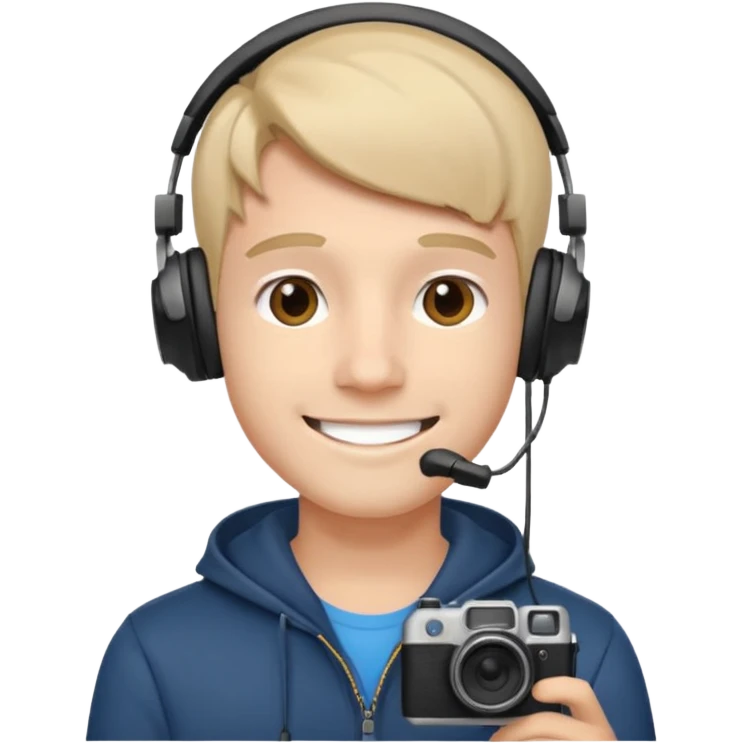 ISHOWSPEED as a YouTuber, young man with headphones and a camera emoji